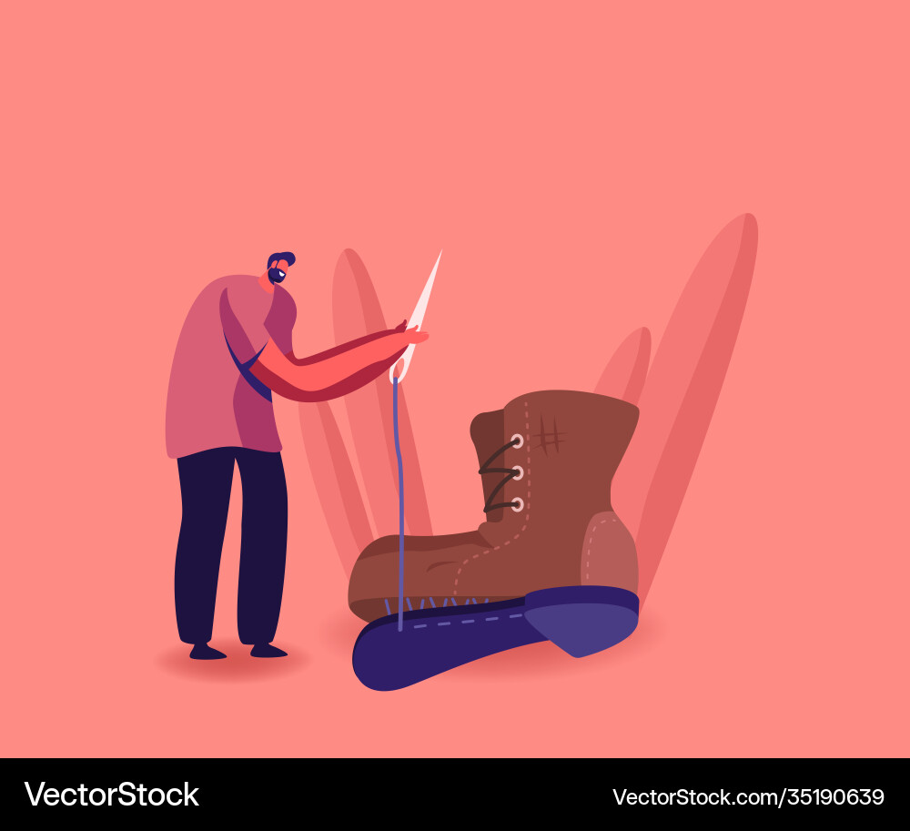 Shoemaker Fixing Broken Boot Vector Image