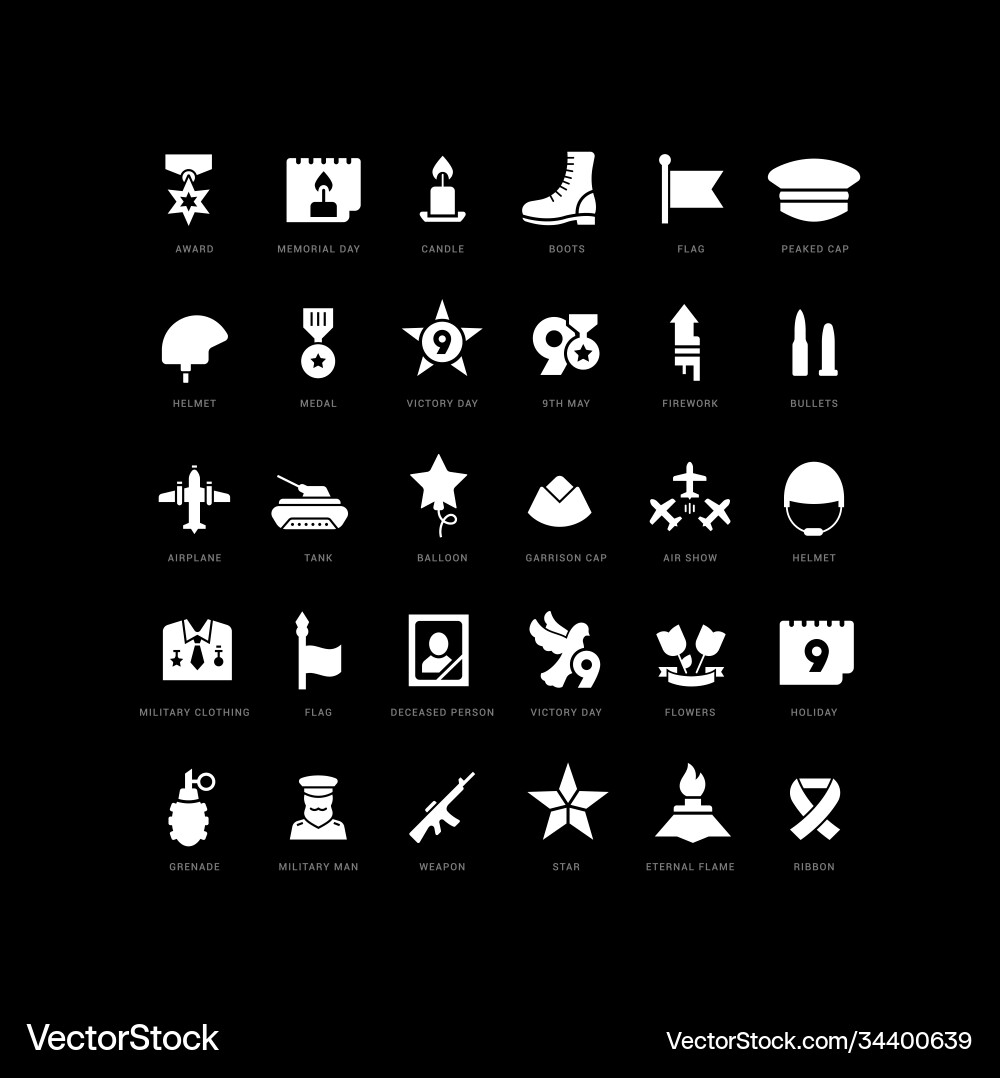 Simple icons victory day Simple icons victory day vector image