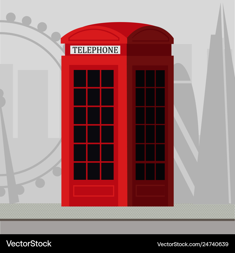 Traditionelle london rote Telefonkabine Skyline i Traditionelle london rote Telefonkabine Skyline i vektorbild