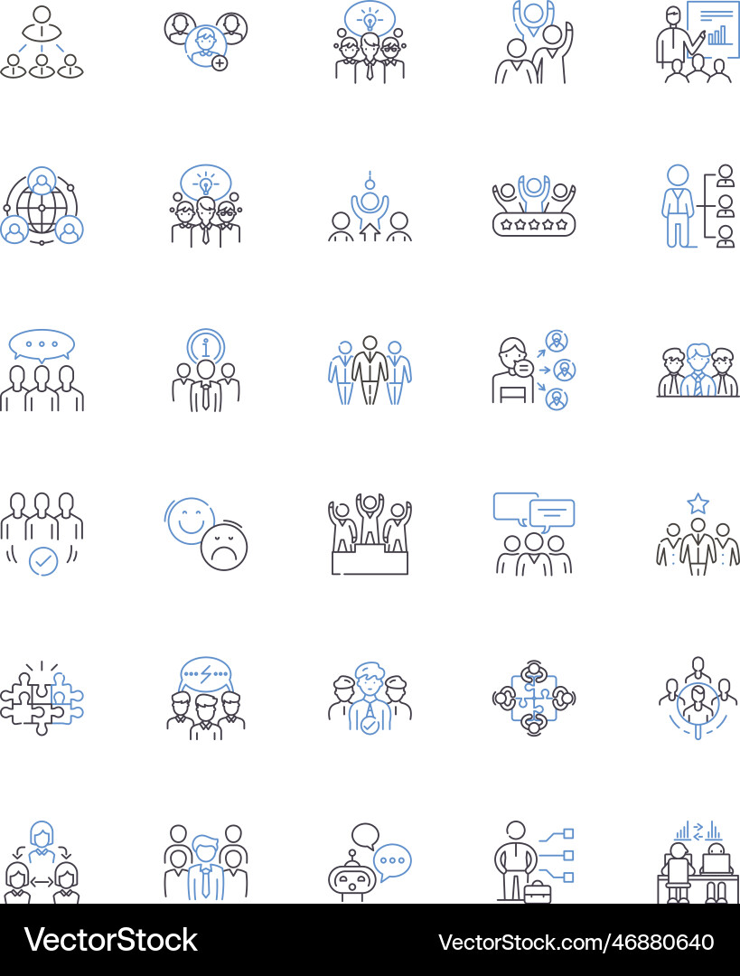 Alliance line icons collection unity Vector Image