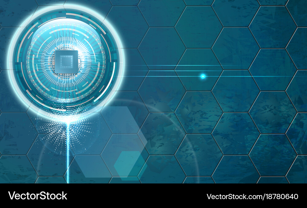 Background with microchip and hexagons vector image