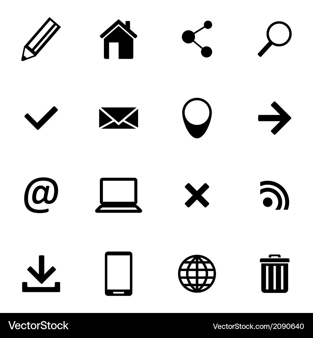 Black web icons set Vector Image