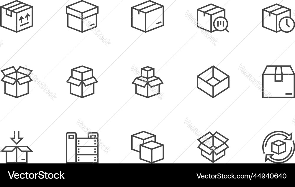 Boxes line icons set Boxes line icons set Vector Image