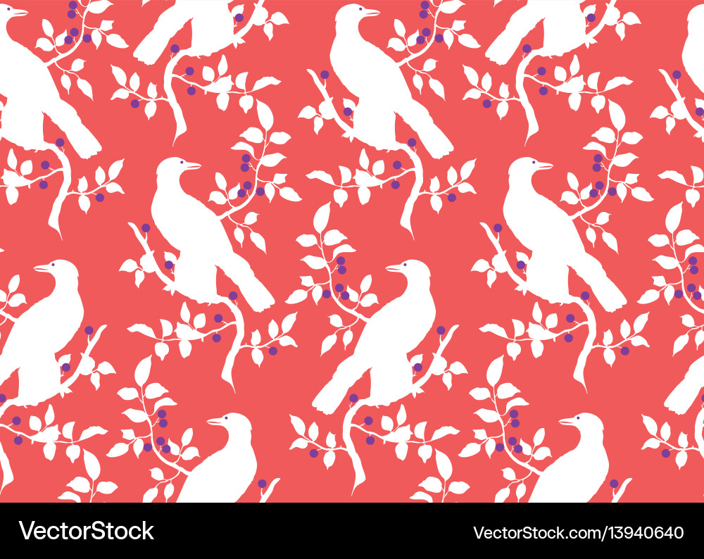 Branch Pattern with Birds vector image