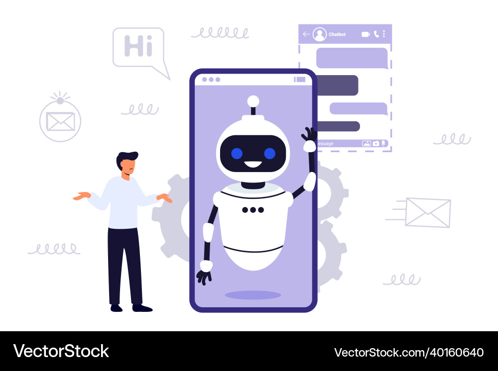 Chatbot ai robot assistant for user correspondence Vector Image