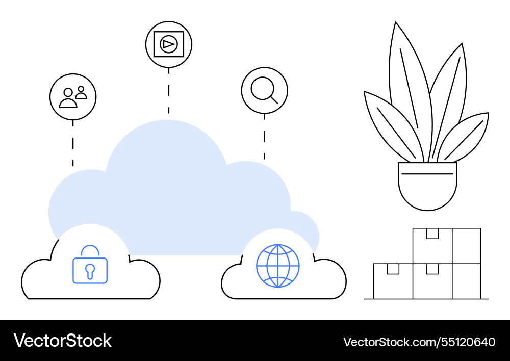 Cloud computing concept with security network Cloud computing concept with security network vector image