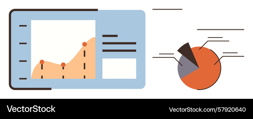 Data dashboard and pie chart highlighting Vector Image
