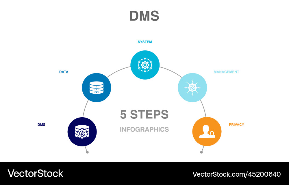 Dms data system management privacy icons vector image