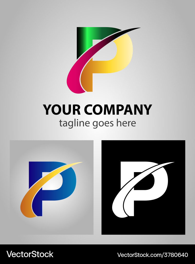 Dynamic Ribbon Shape - P Icon vector image
