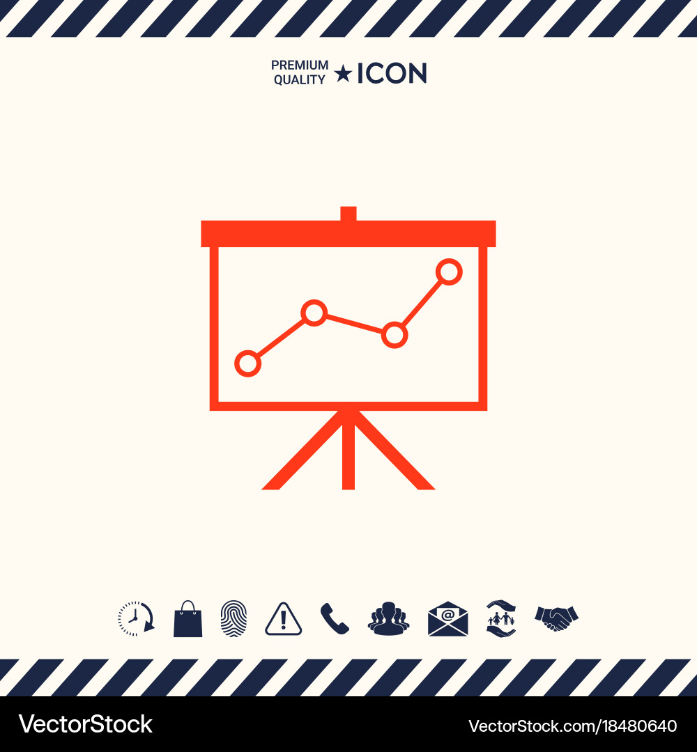 Flip-chart projection screen with a graph vector image