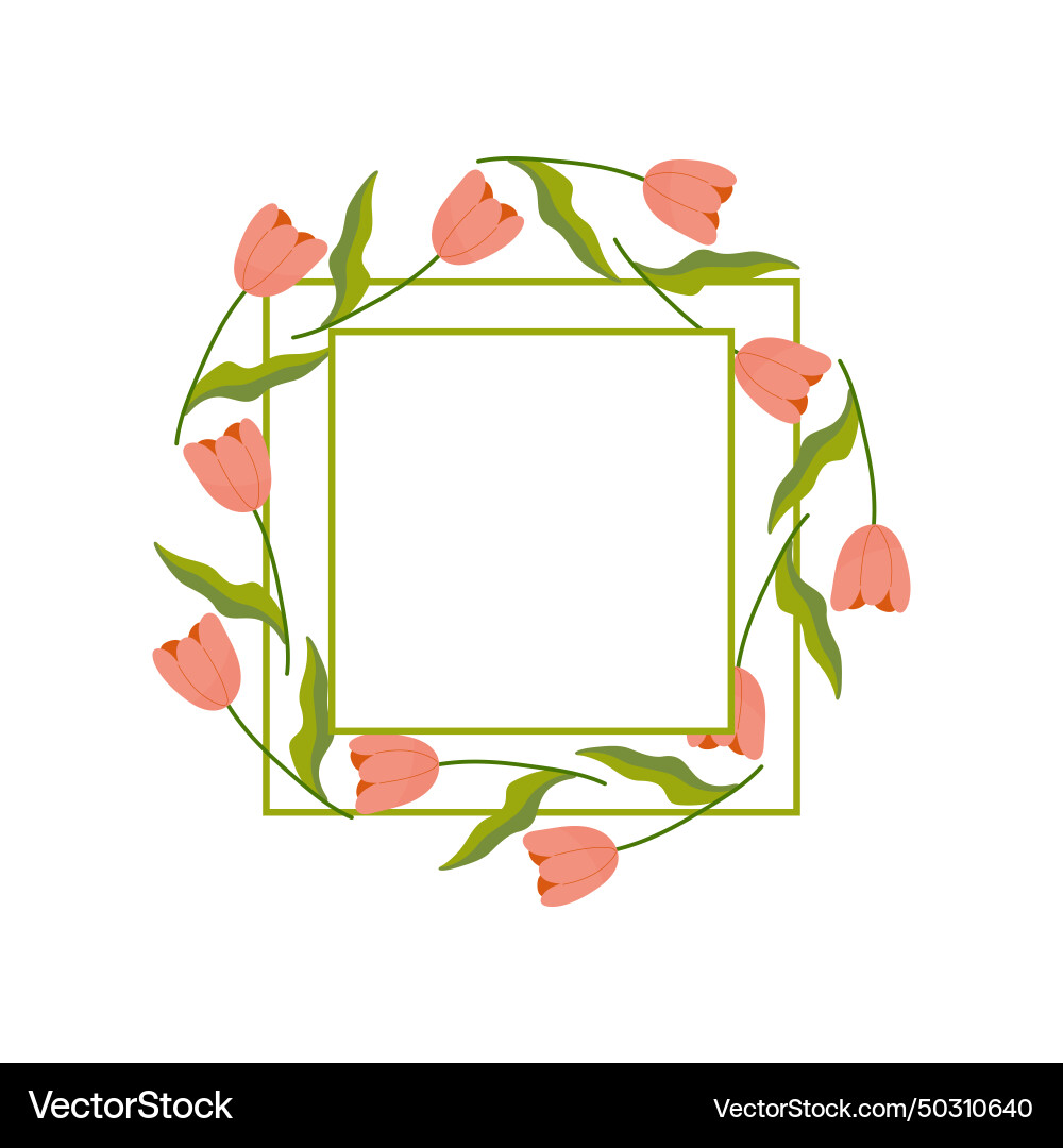 Frame in the form of a tulip with place Frame in the form of a tulip with place Vector Image