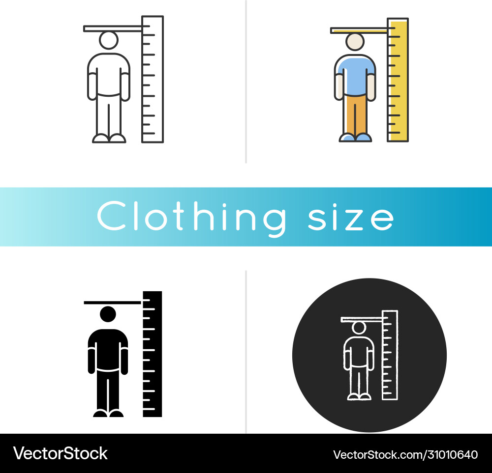 Height measurement icon linear black and rgb Vector Image
