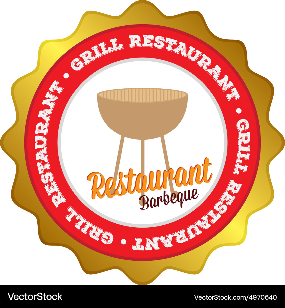 Isolated label with text and barbecue elements Vector Image