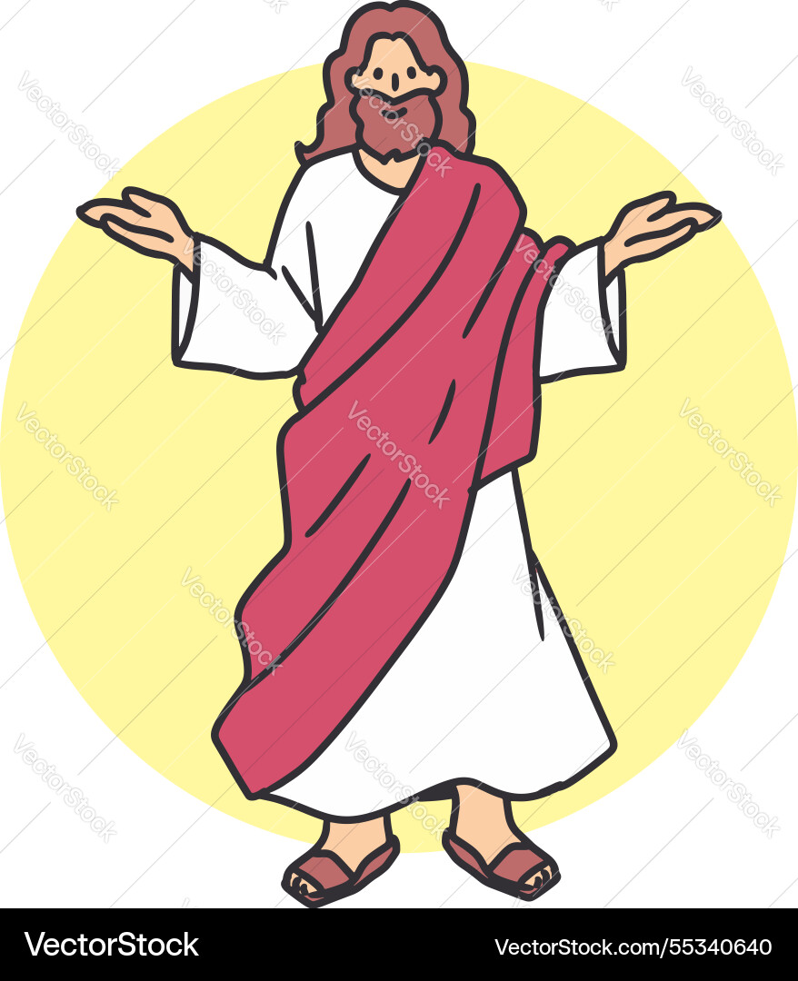 Jesus christ with open arms welcoming all – Royalty-Free Vector |  VectorStock, image size:878x1080