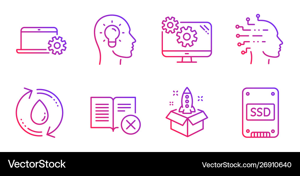Notebook service settings and refill water icons Notebook service settings and refill water icons vector image