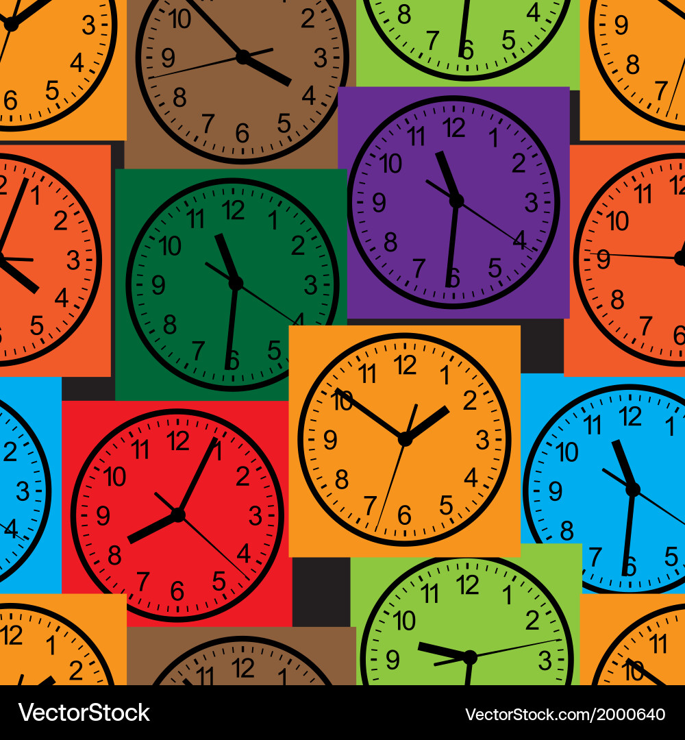 Seamless pattern composed of images hours vector image