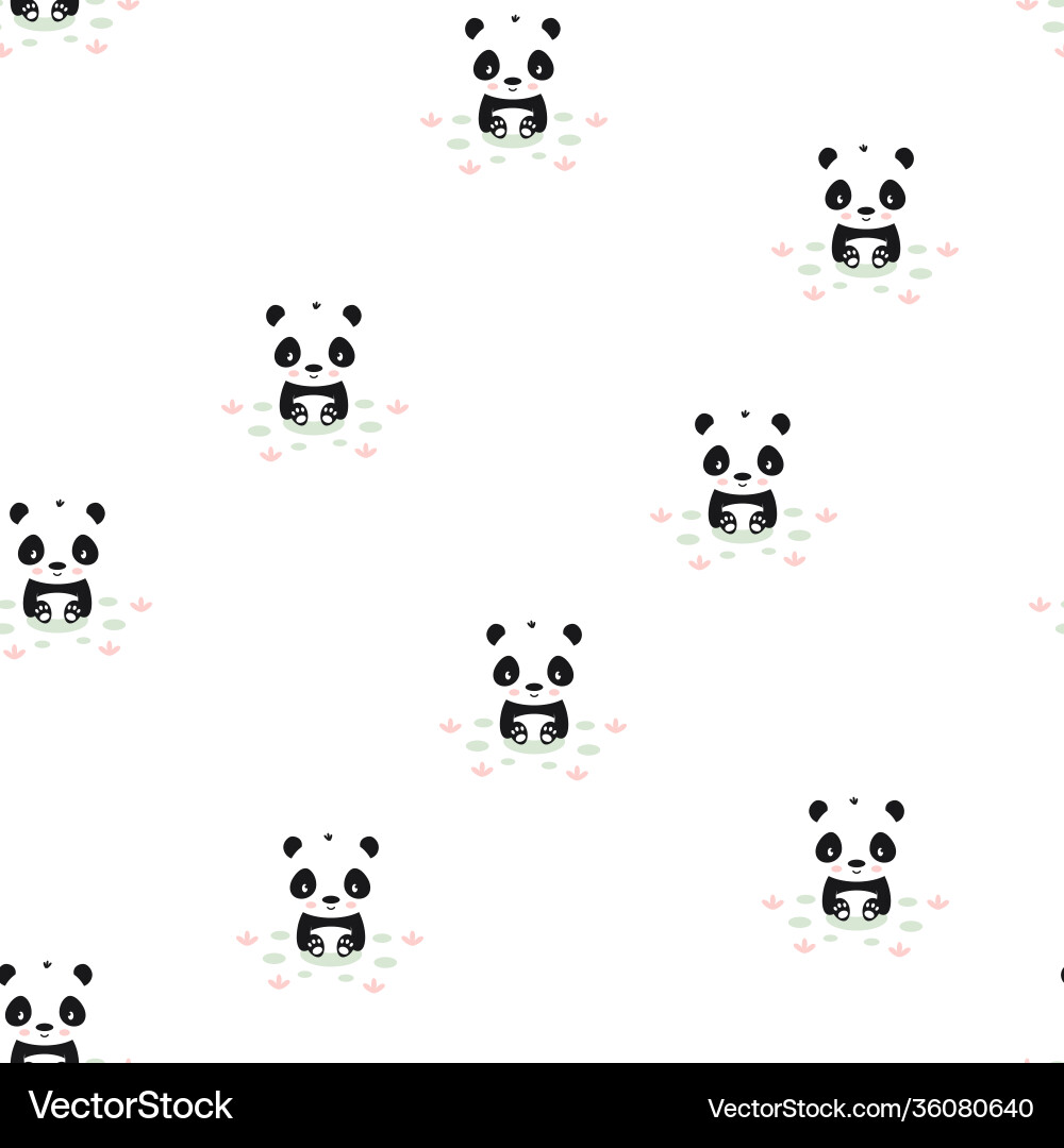 Seamless pattern with cute panda simple design Vector Image