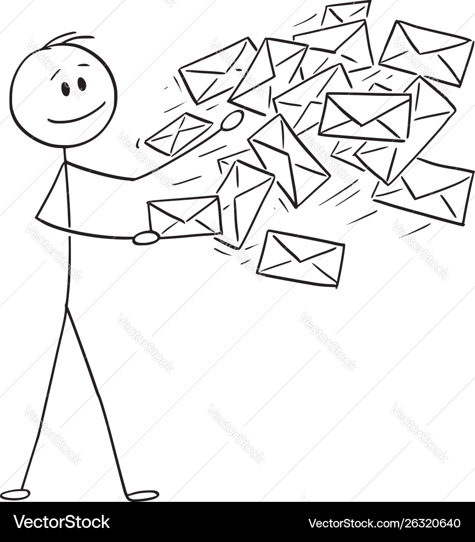 Sending Mail - Stick Figure vector image