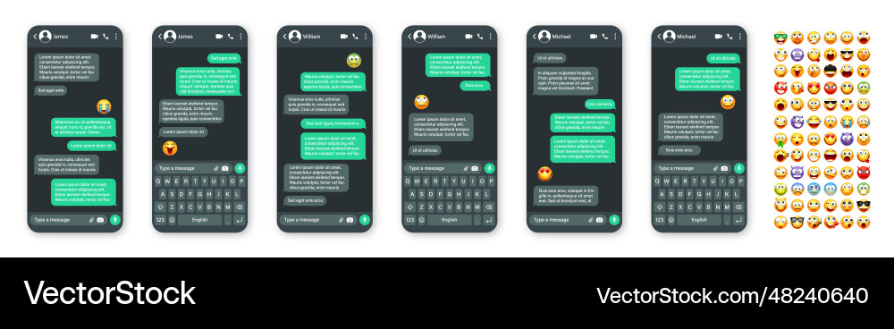 Smartphone messaging app user interface Smartphone messaging app user interface vector image