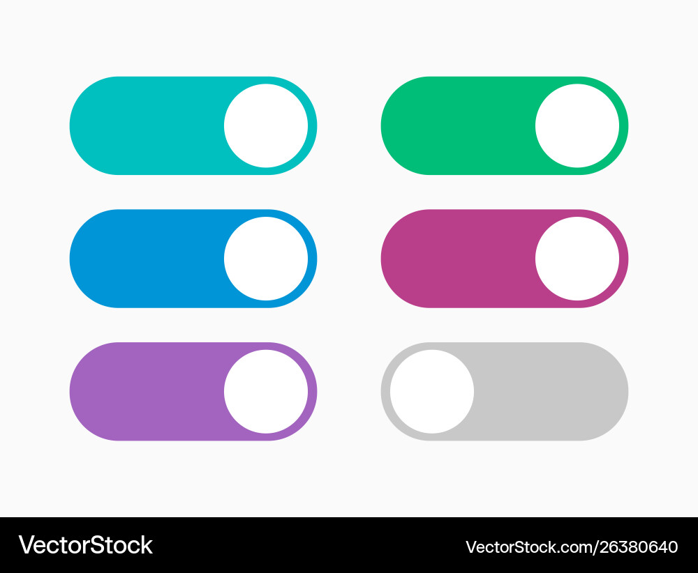 Toggle icon set on and off button switch Toggle icon set on and off button switch vector image