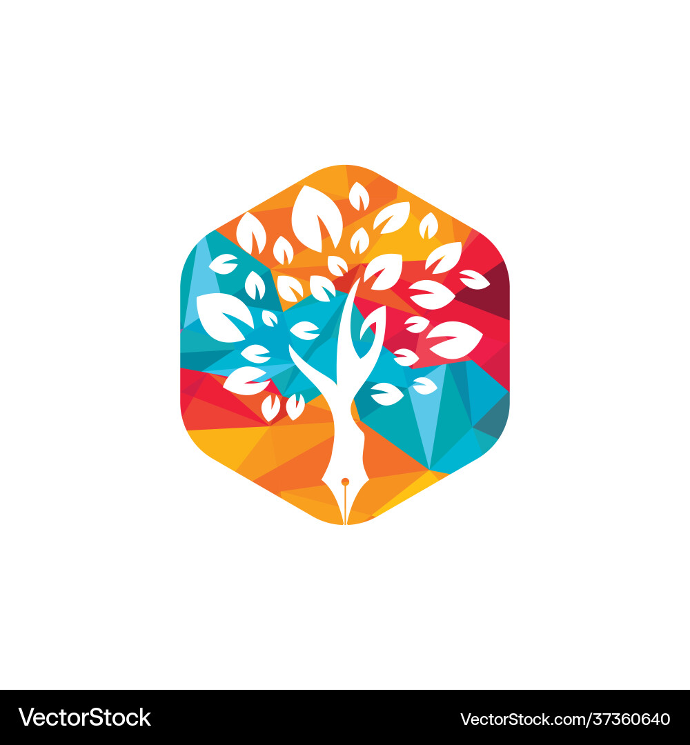 Tree Stift Logo Design Vorlage Tree Stift Logo Design Vorlage vektorbild