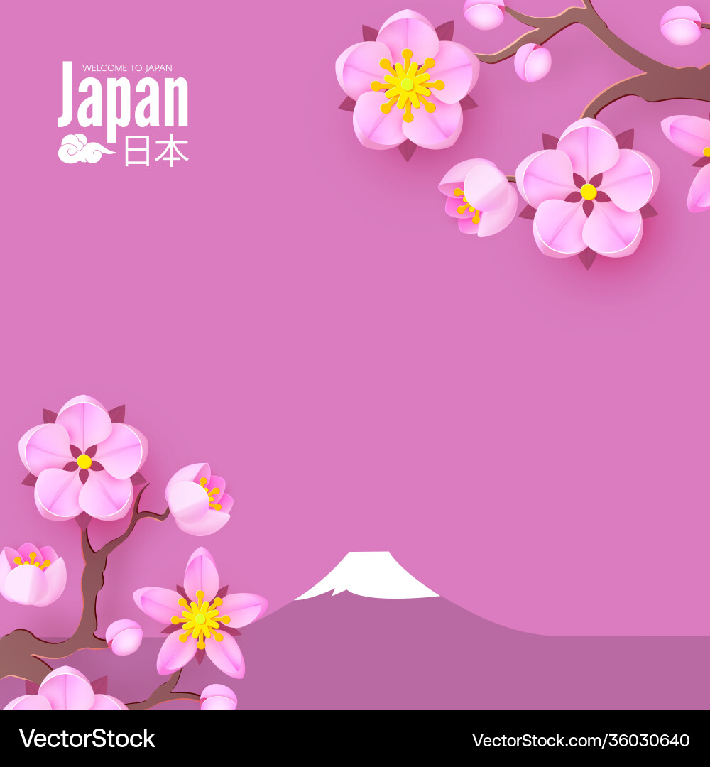 Welcome to japan japanese landscape with fuji Welcome to japan japanese landscape with fuji vector image