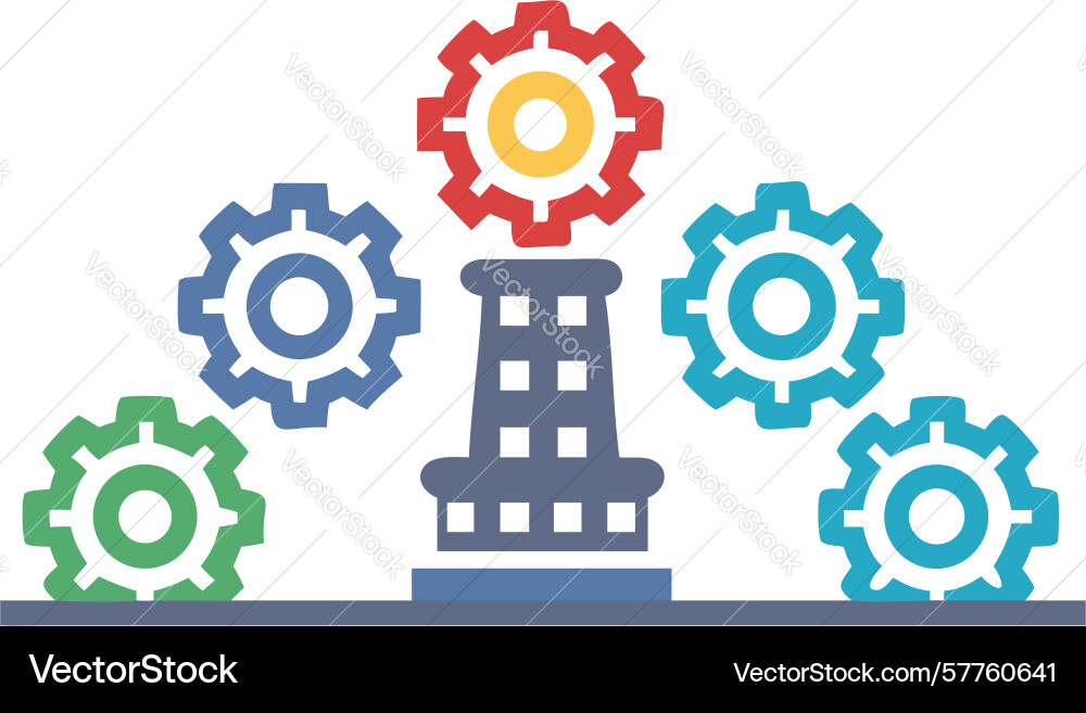 Building with gears icon - industrial development Vector Image