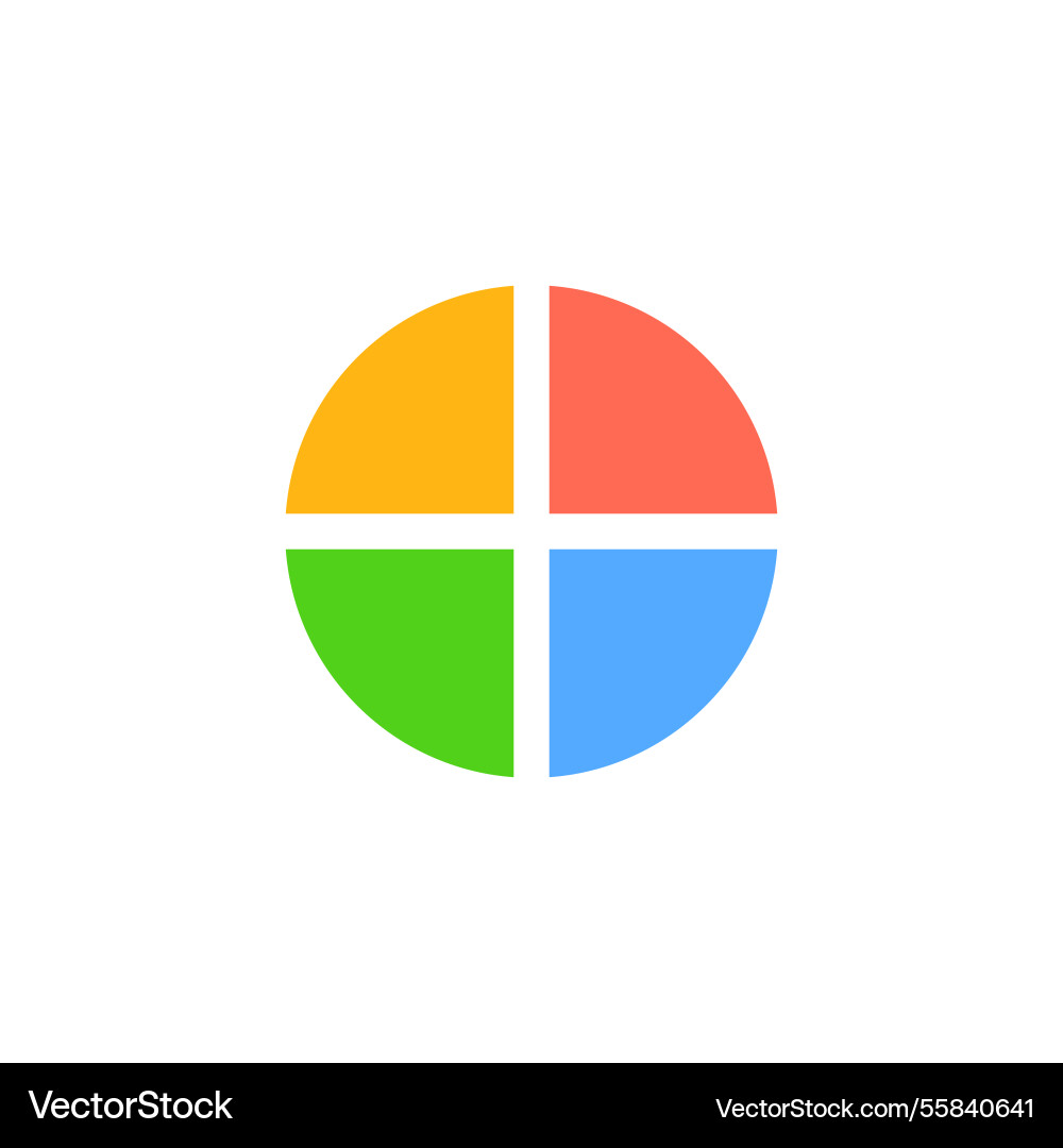Colorful four-segment circular chart with evenly Vector Image