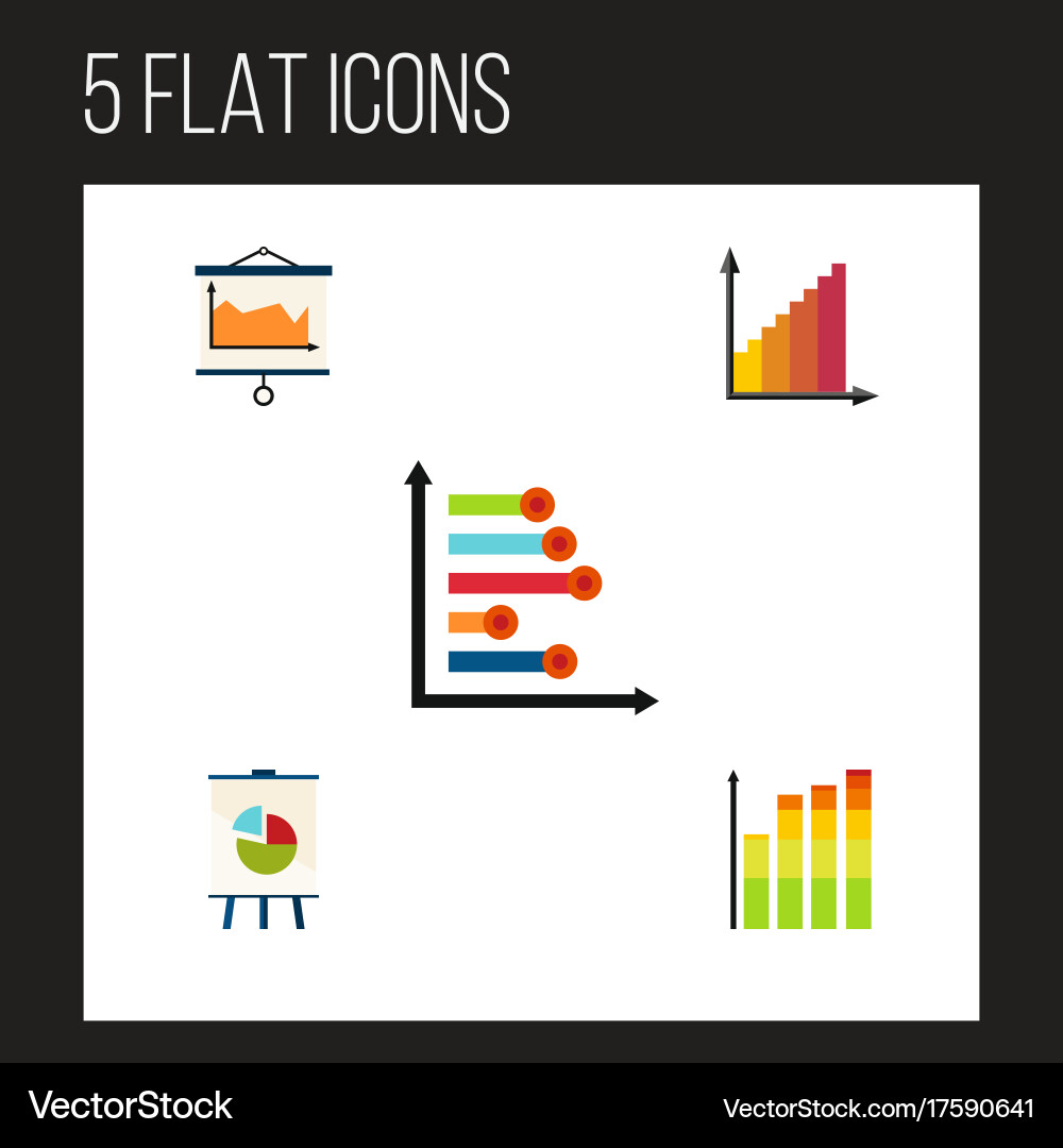 Flat icon graph set of statistic diagram Vector Image