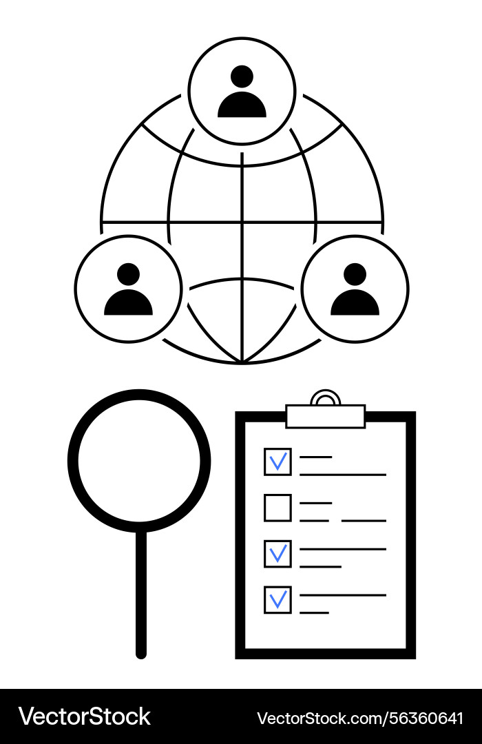 Global connection with user profiles checklist Global connection with user profiles checklist vector image