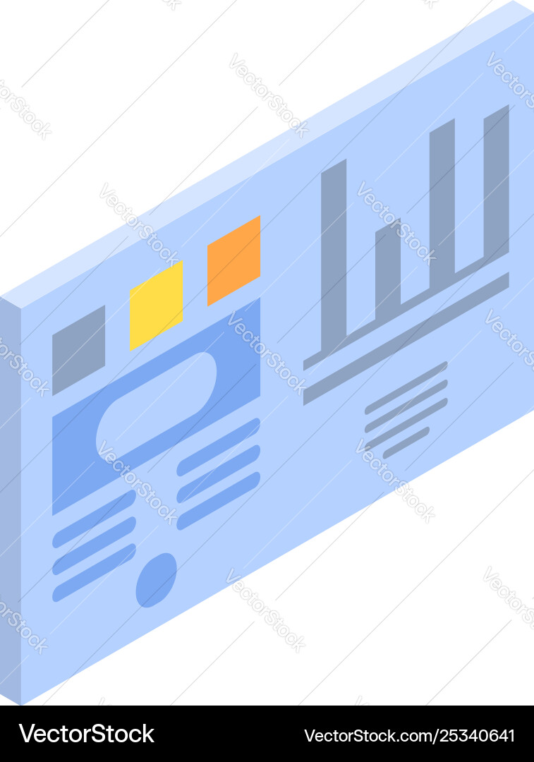 Graph chart card icon isometric style vector image