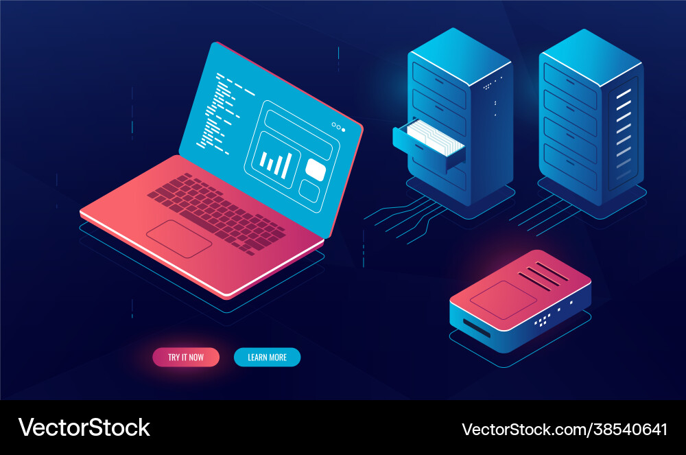 Laptop pc with data processing on screen cloud Laptop pc with data processing on screen cloud vector image