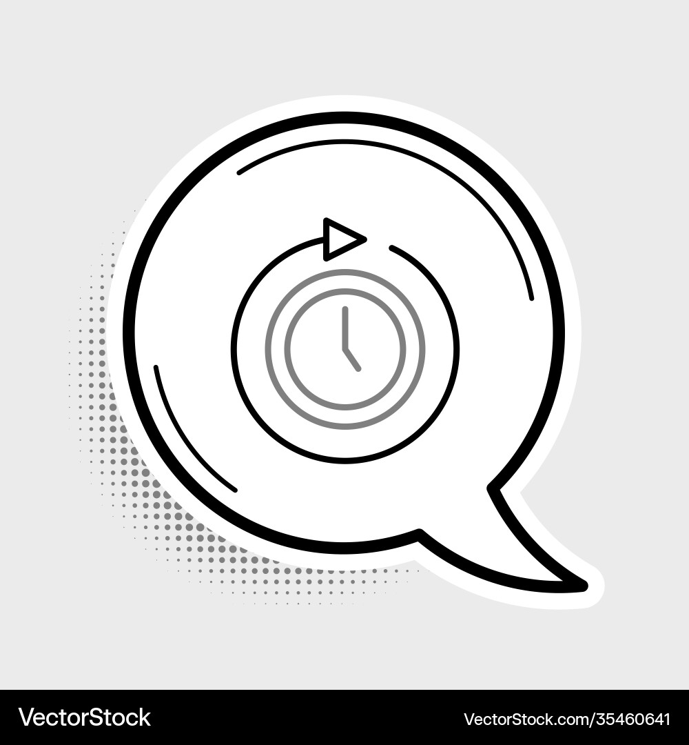 Line clock with arrow icon isolated on grey Vector Image
