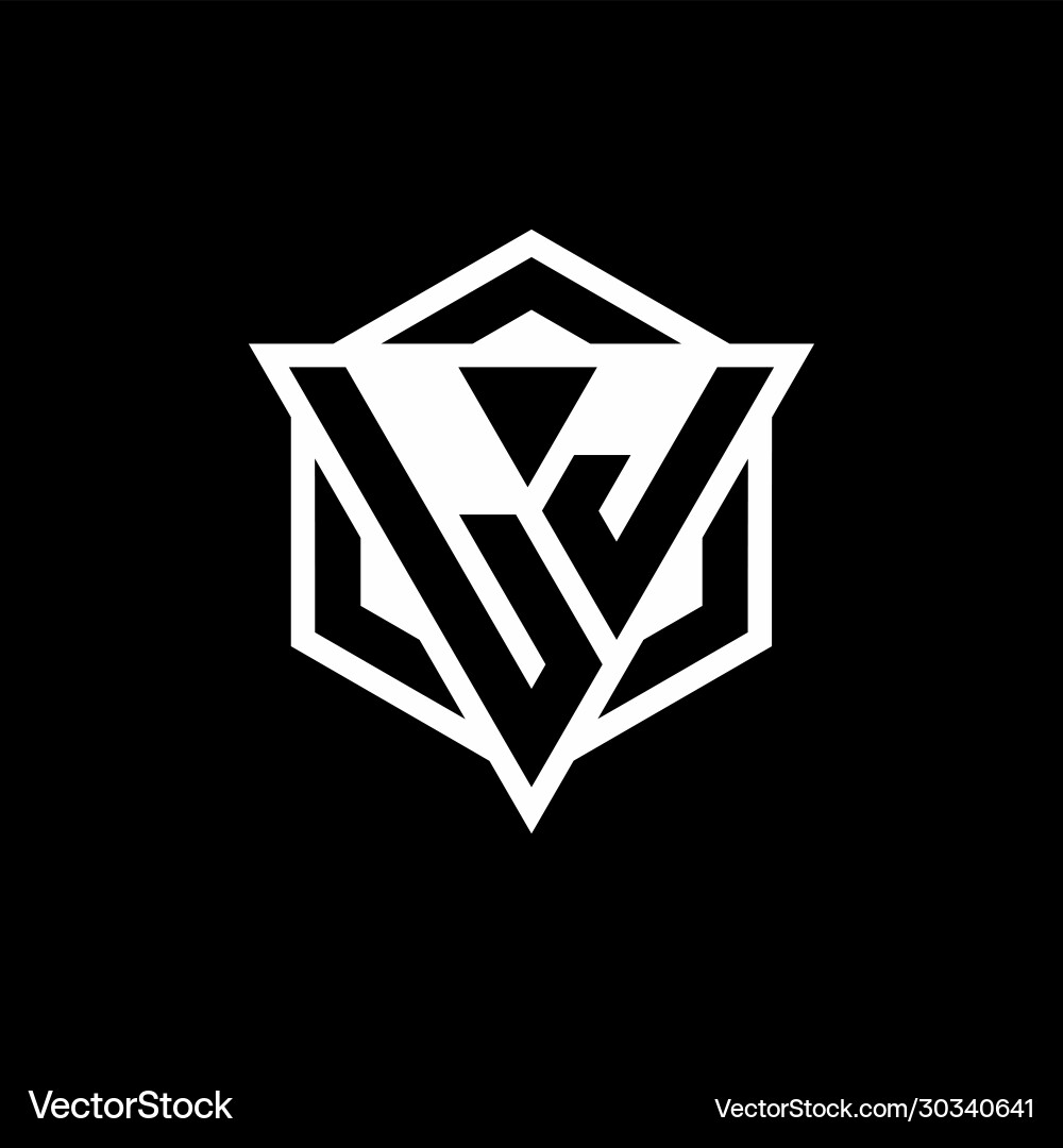 Lj logo monogram with triangle and hexagon shape Lj logo monogram with triangle and hexagon shape vector image