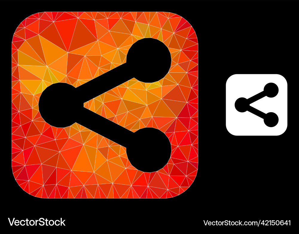 Lowpoly share icon with orange colored Vector Image