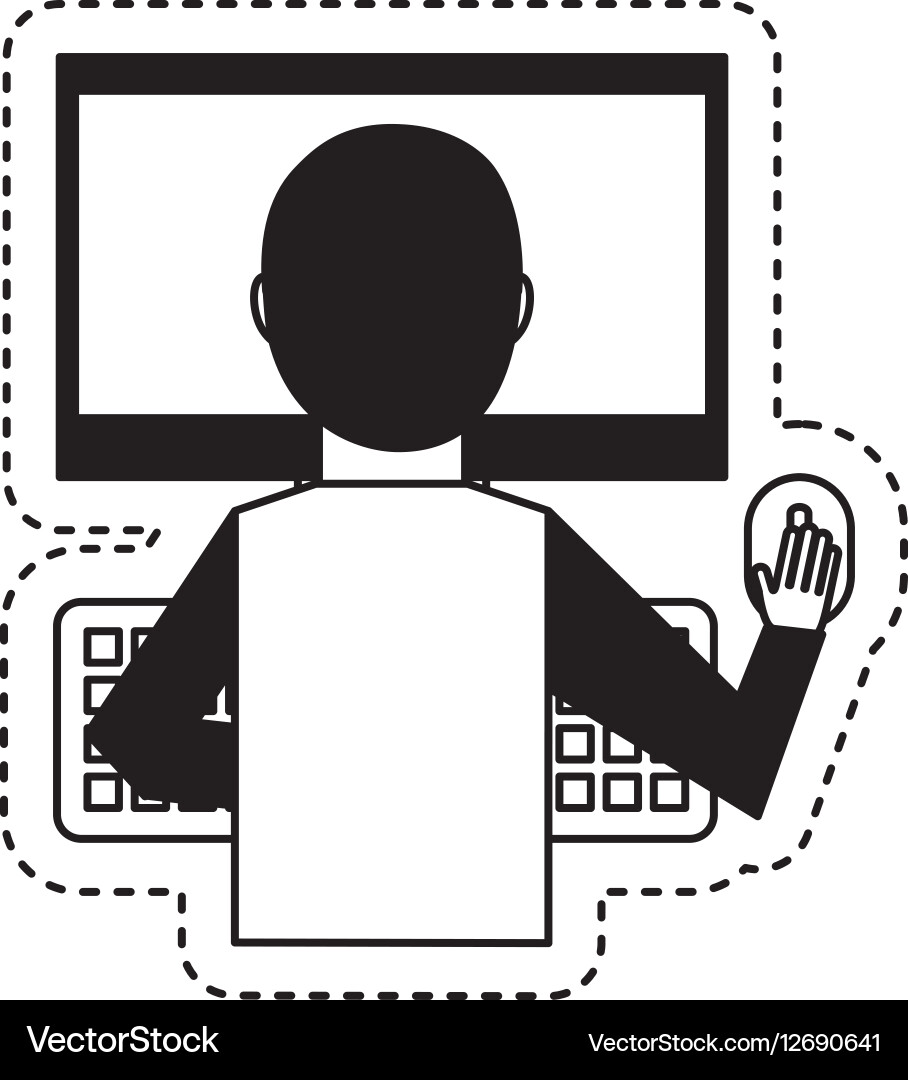 Person Working on Computer Vector Image
