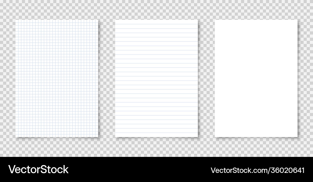 Realistic blank lined paper sheets in a4 format Realistic blank lined paper sheets in a4 format vector image