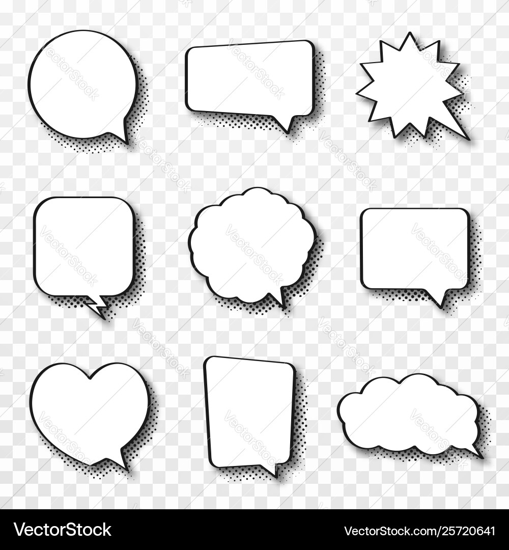 Set comic speech bubbles vintage empty Royalty Free Vector