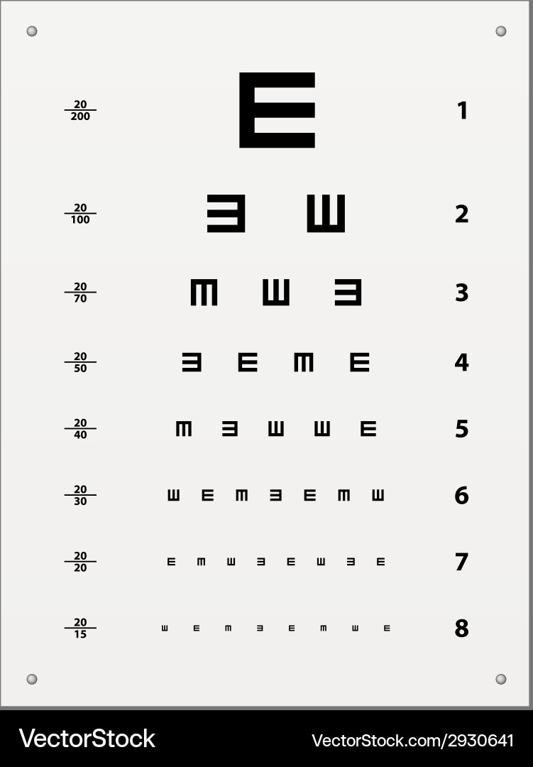 Snellen Chart - Eye Test Royalty Free Vector Image for Free Printable Snellen Eye Chart