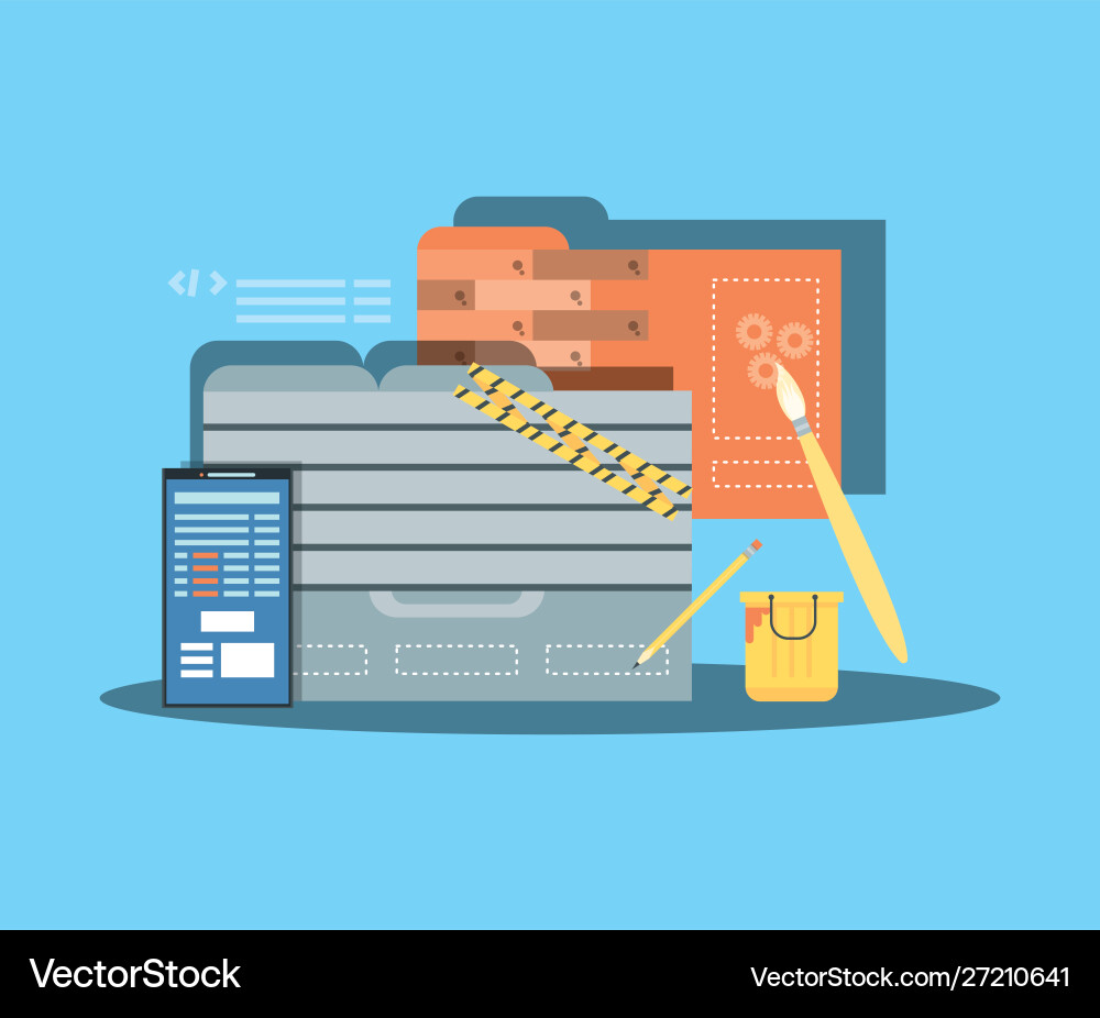 Website under construction with desktop computer vector image