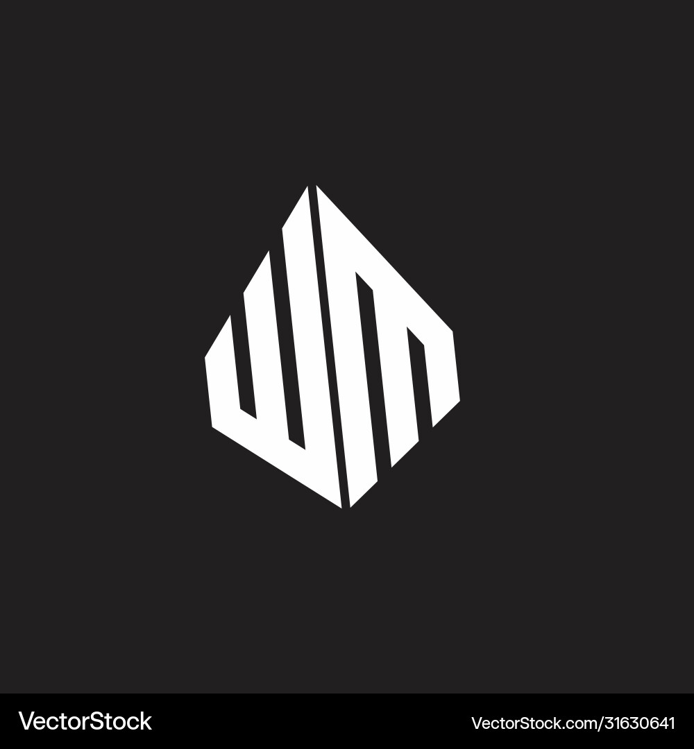 Wm logo monogram with standout triangle shape vector image