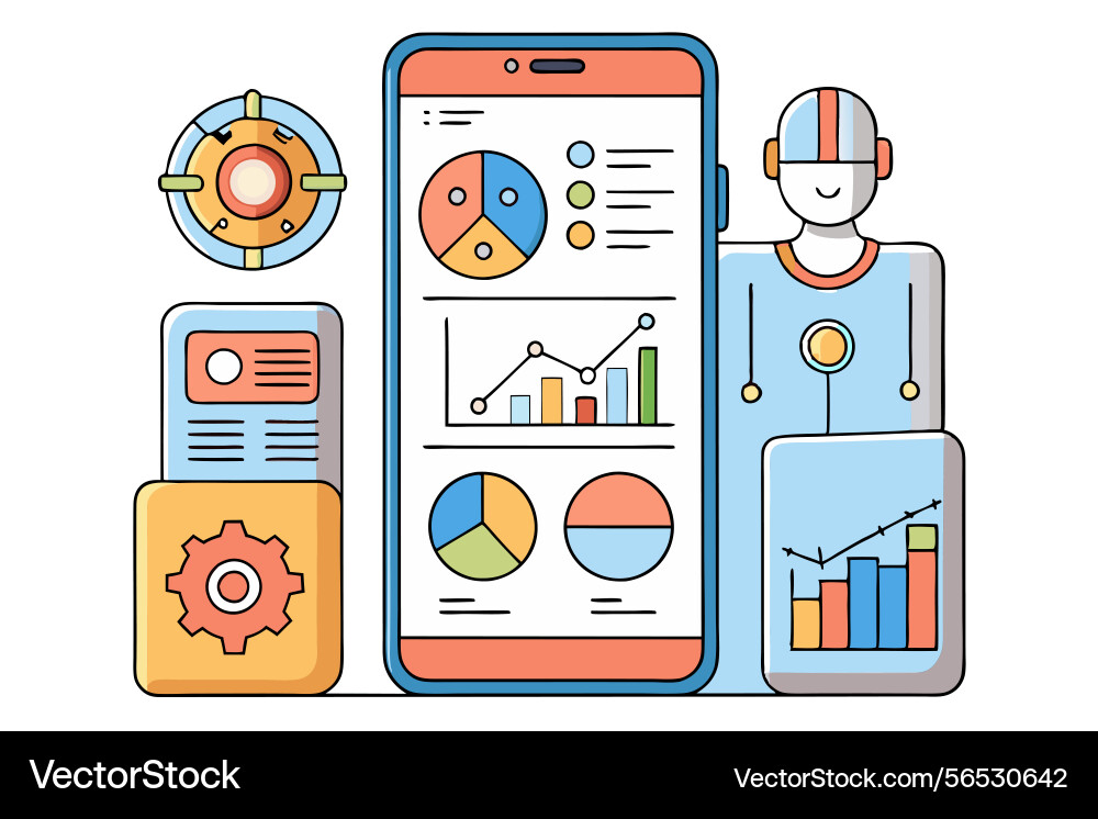 A smartphone displaying an ai application vector image