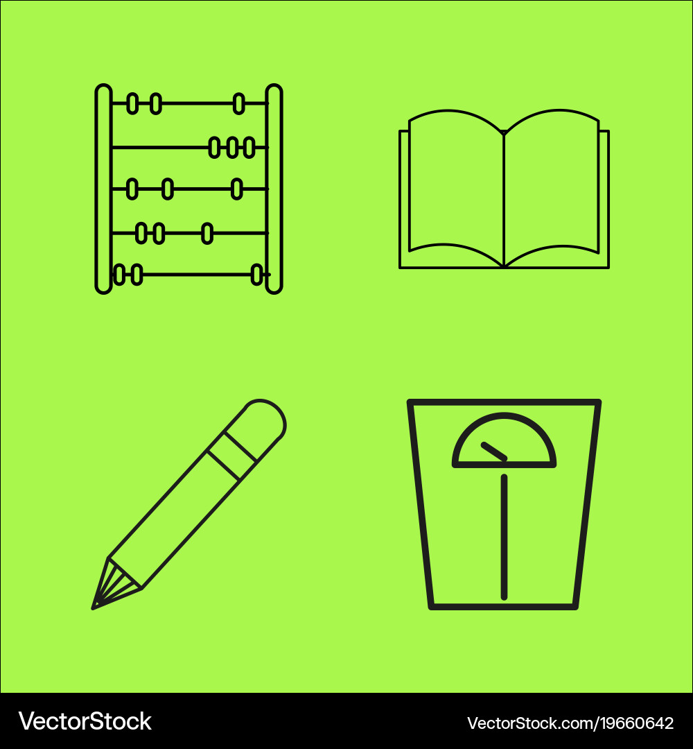 Basic content simple linear outline icon set vector image