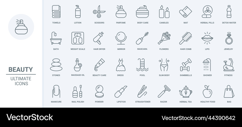 Beauty Skin & Hair Care Icons vector image