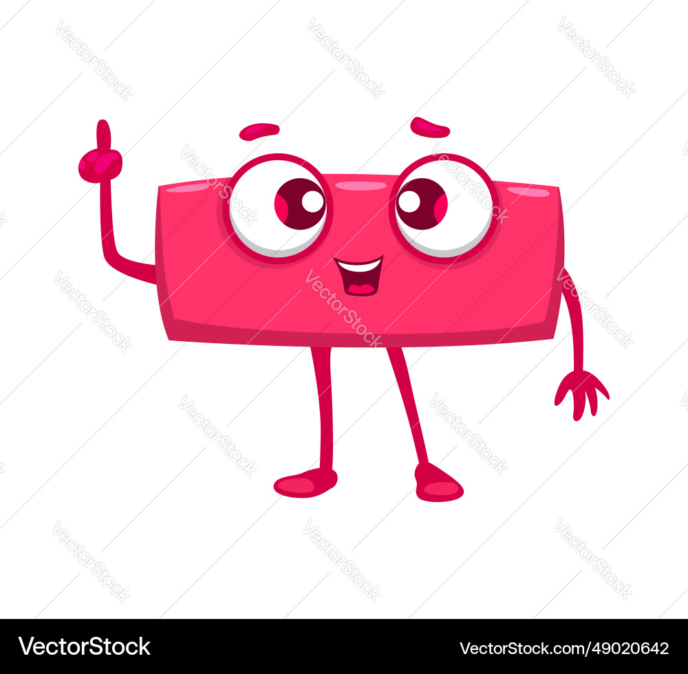 Cartoon funny math minus sign number character vector image