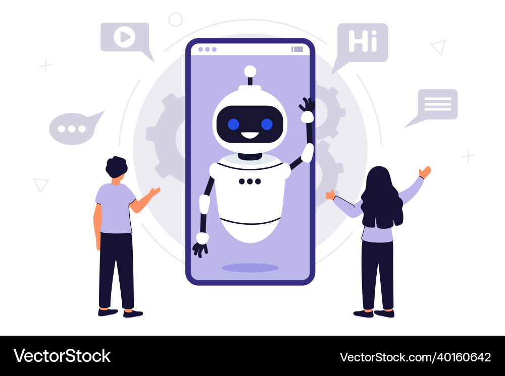 Chatbot ai robot assistant for user correspondence Chatbot ai robot assistant for user correspondence vector image