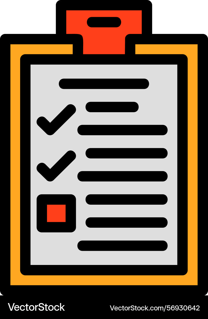 Checkmark on a to-do list line filled style icon vector image