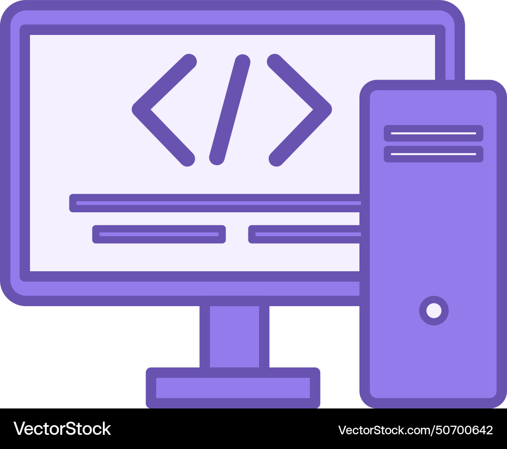 Color coding icon computer with written vector image