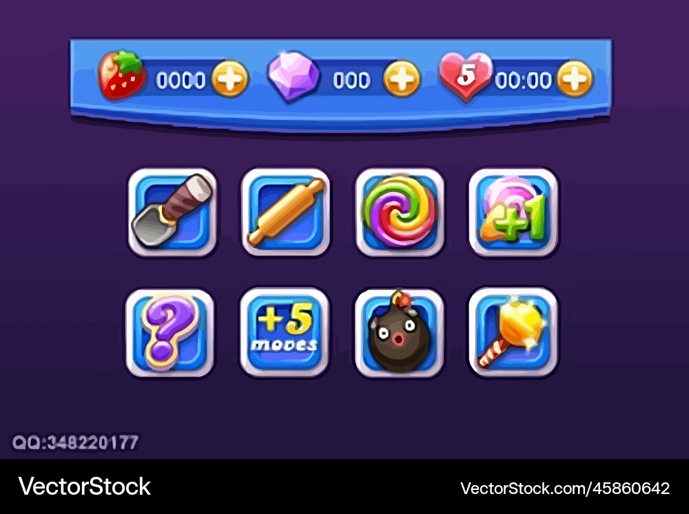 Complete set of level button game ui pop-up icon Vector Image