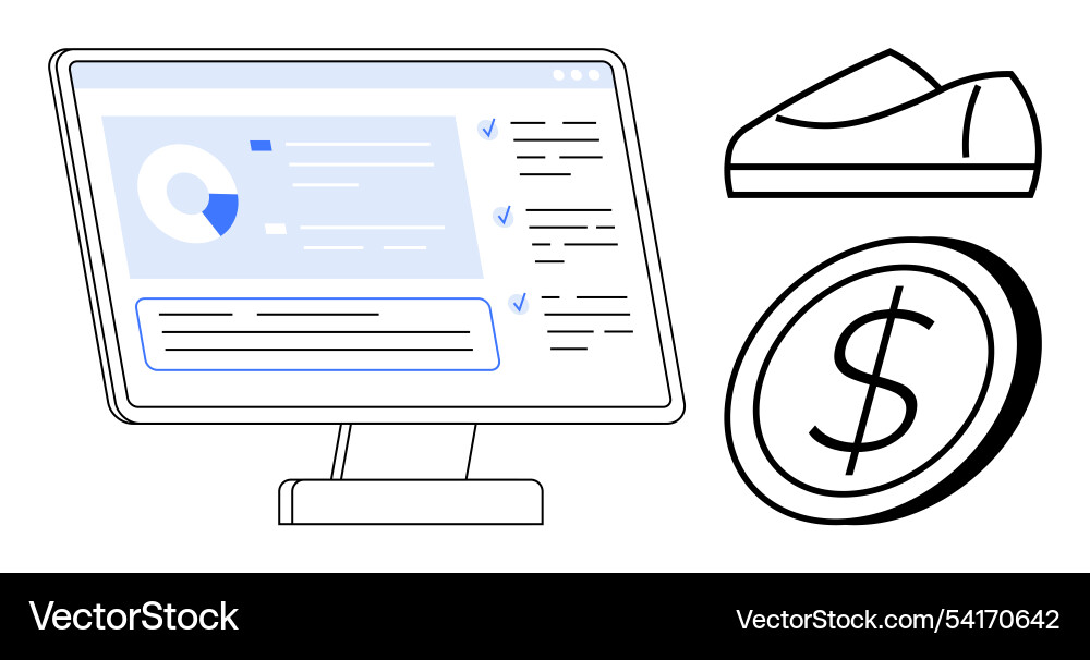 Computer screen with analytics dashboard boat Computer screen with analytics dashboard boat vector image